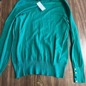 Ann Taylor Factory Turquoise Crew Neck Sweater